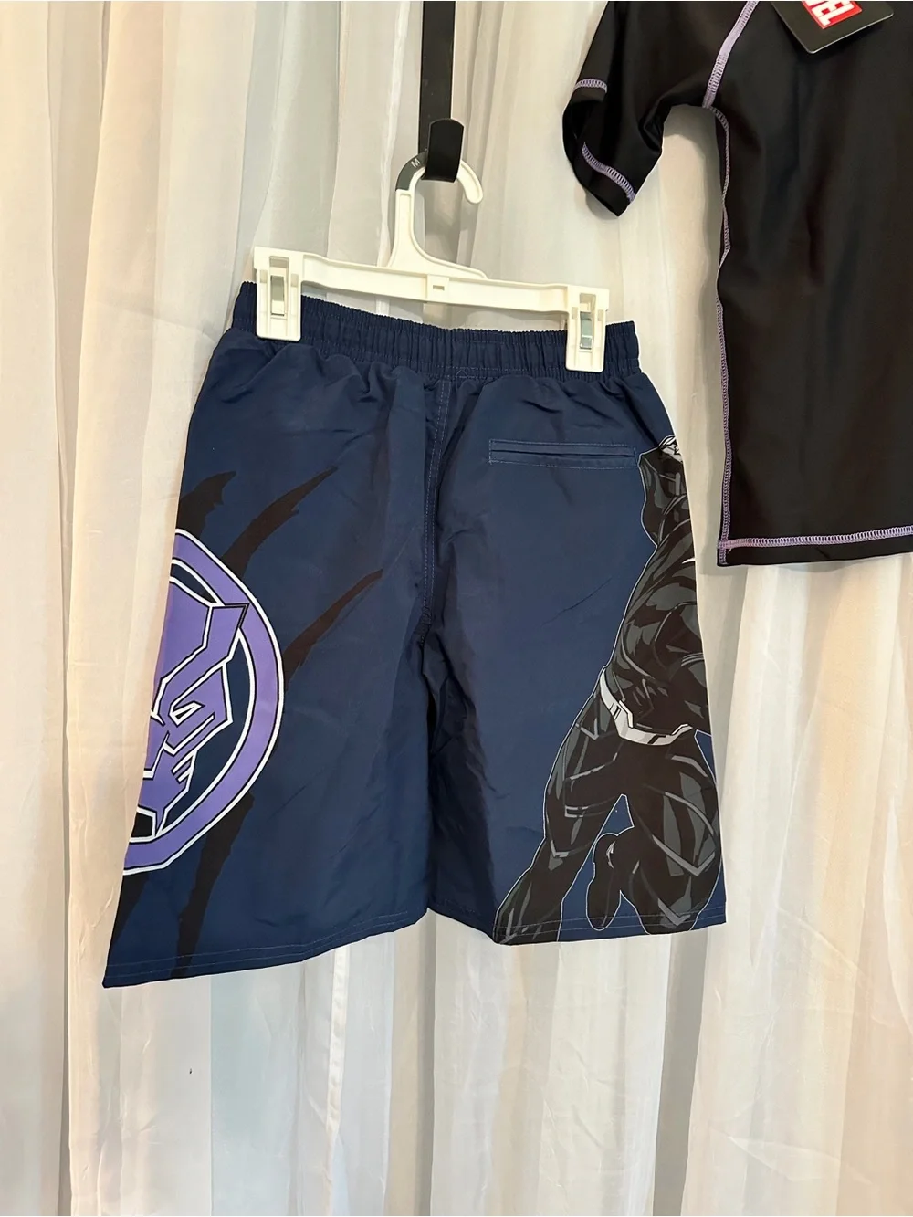 Marvel Black and Purple Kids Superhero Swim Set - Rash Guard & Trunks - Picture 5 of 7